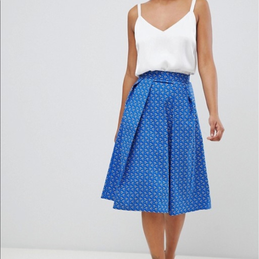 Vesper pleat front midi skater skirt